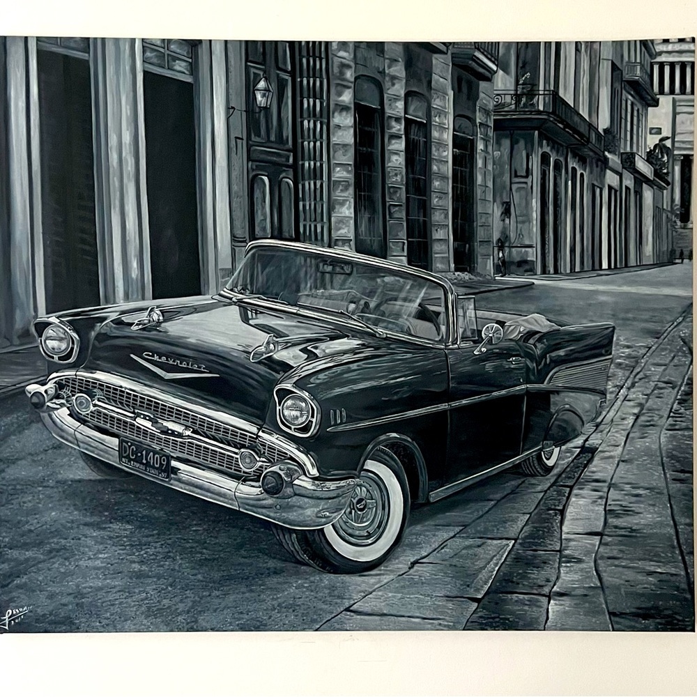 Cuban artist, acrylic on canvas 48 x 50 inches